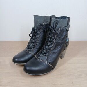 Cloud Footwear Ankle Boots Womens 8 Black Leather Lace Up Comfort Artisan Boho